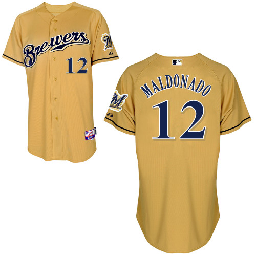 Martin Maldonado #12 MLB Jersey-Milwaukee Brewers Men's Authentic Gold Baseball Jersey